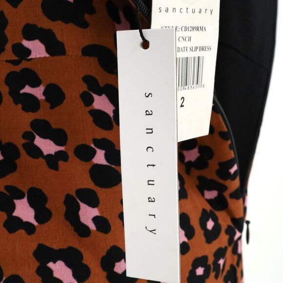 Sanctuary Slip Dress Womens 2 Brown Pink Animal Print Lined Mob Wife Resort New - Picture 7 of 16